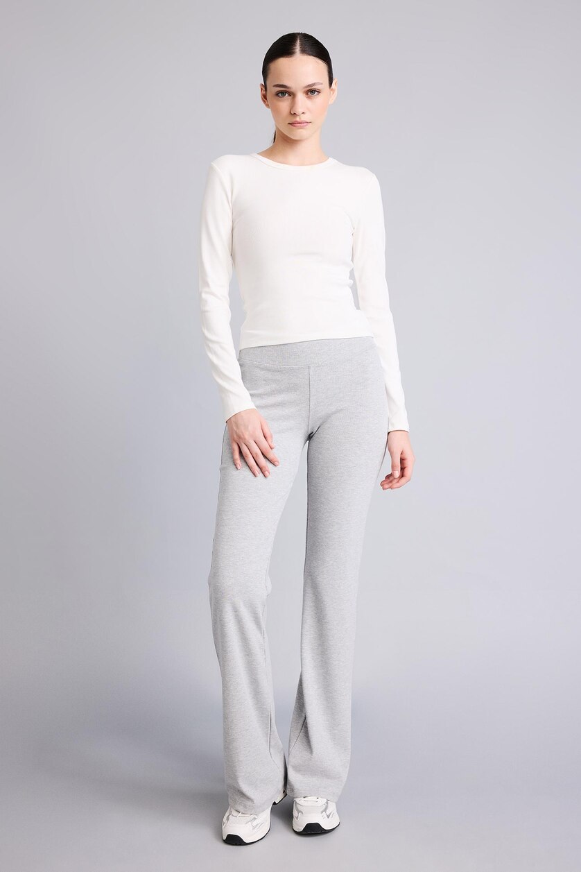 نساء ميلانج رمادي Flare Ribana Trousers