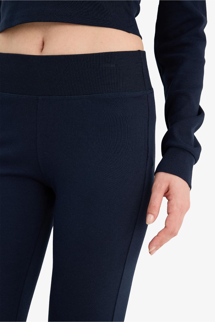 Kadın Lacivert Flare Fıt Ribana Pantolon