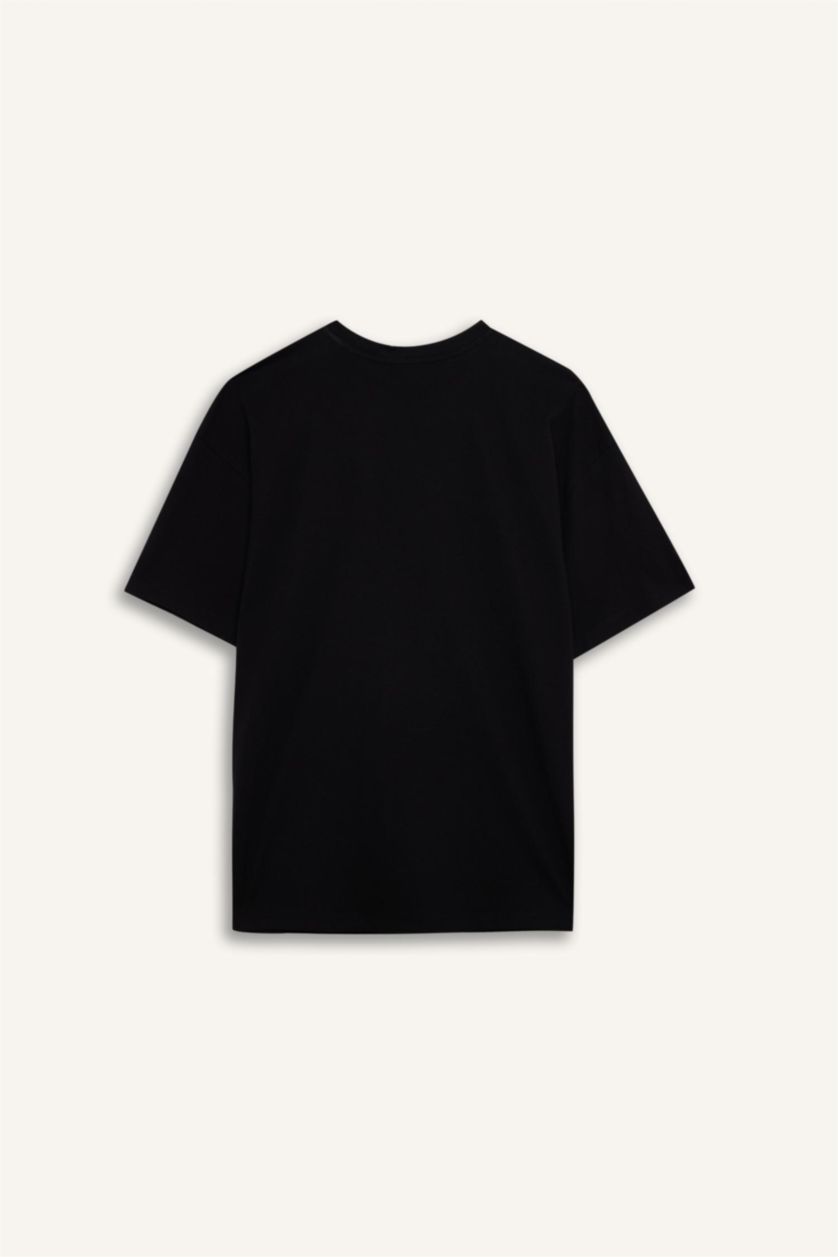 FEMME Noir T-shirt oversize à col rond avec imprimé