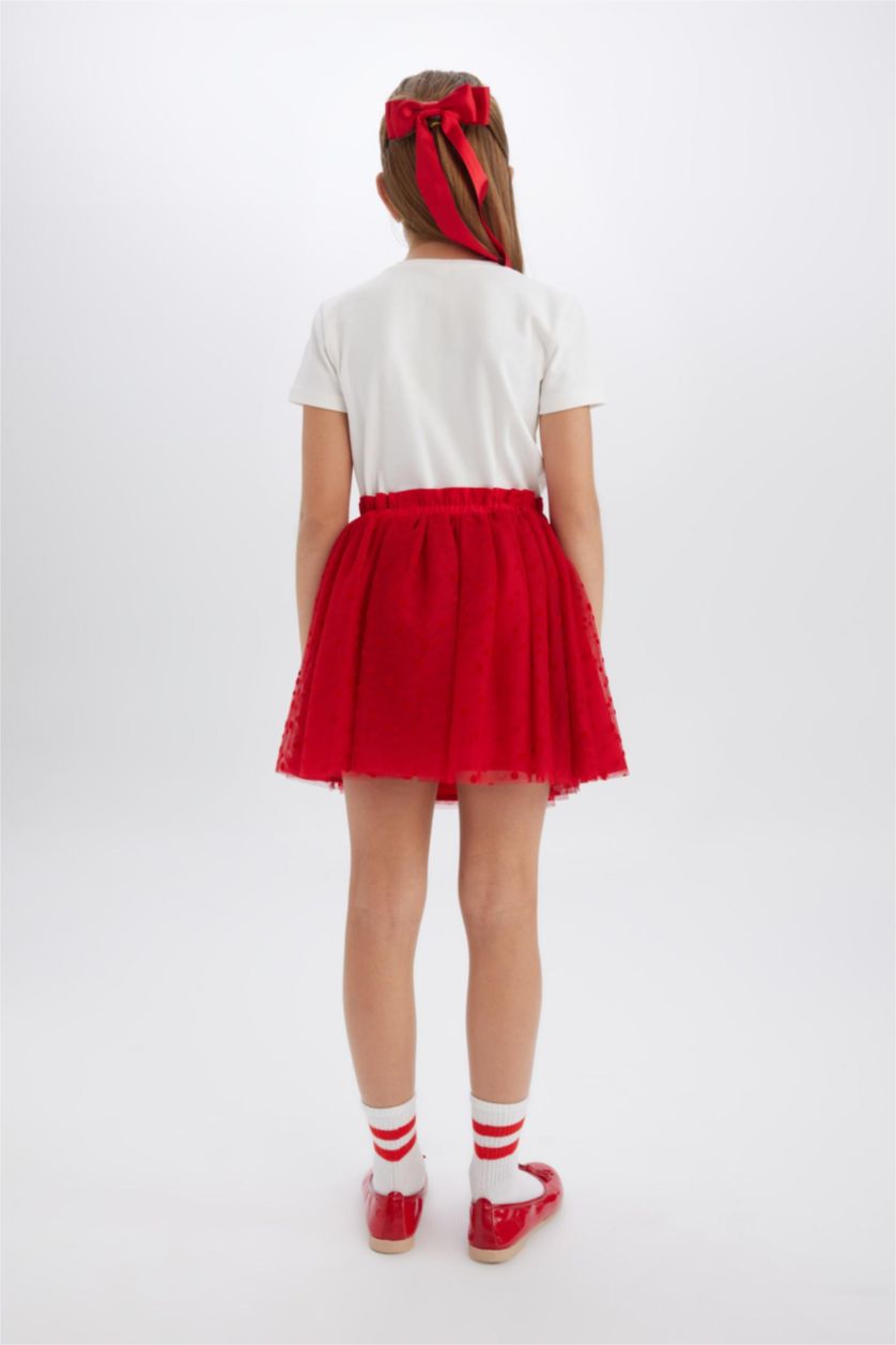 Kız Çocuk - Genç Kız Kırmızı Pileli Kırmızı Etek Kız Çocuk