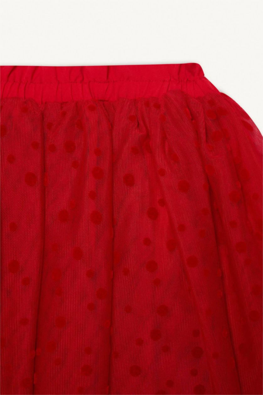 Kız Çocuk - Genç Kız Kırmızı Pileli Kırmızı Etek Kız Çocuk