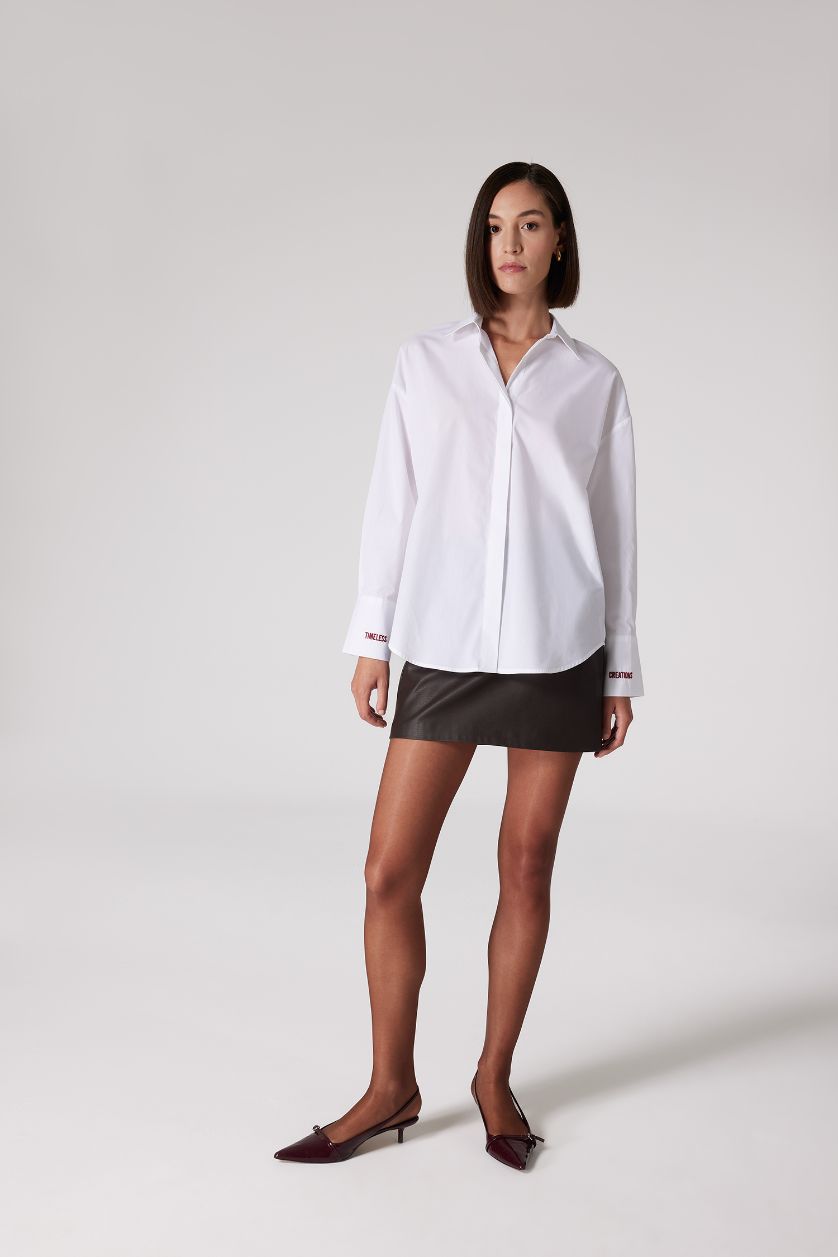 FEMME Blanc Chemise Oversize imprimée à manches longues en coton