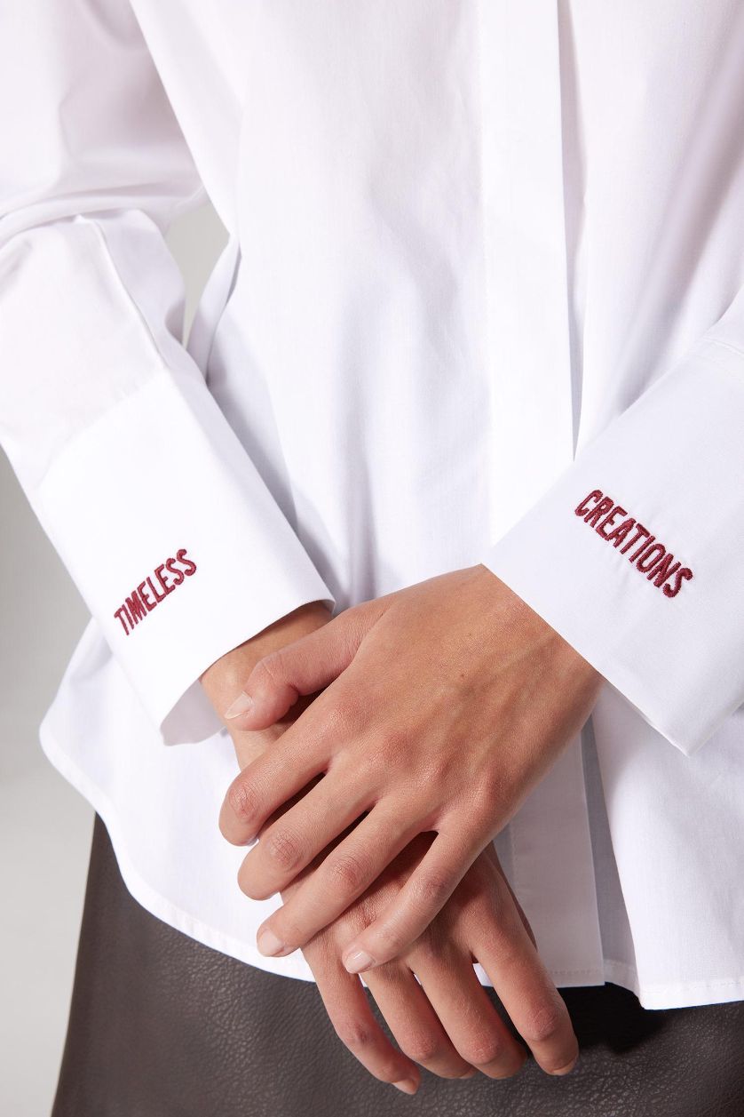 FEMME Blanc Chemise Oversize imprimée à manches longues en coton