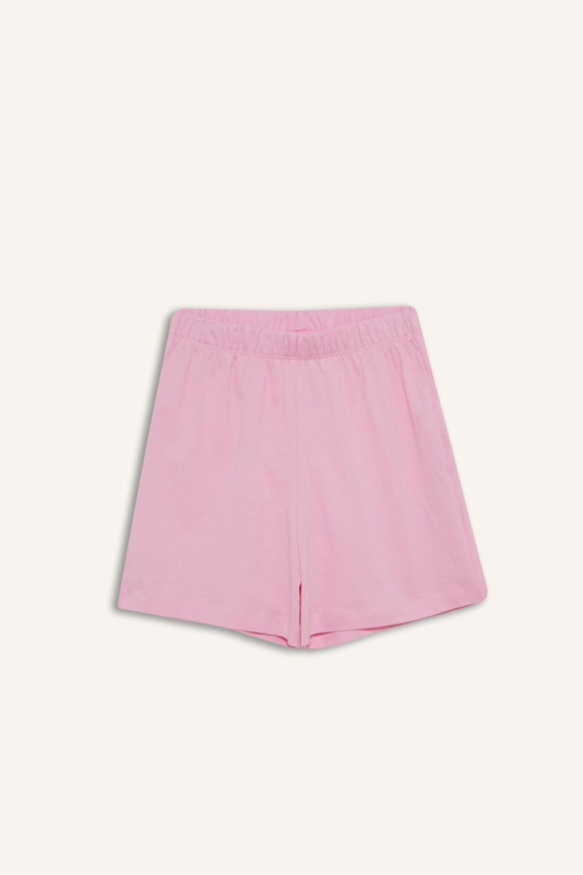 بنات بيج فاتح سيت بجامة بناتي شورت وتيشيرت قصة عادية - قطعتين