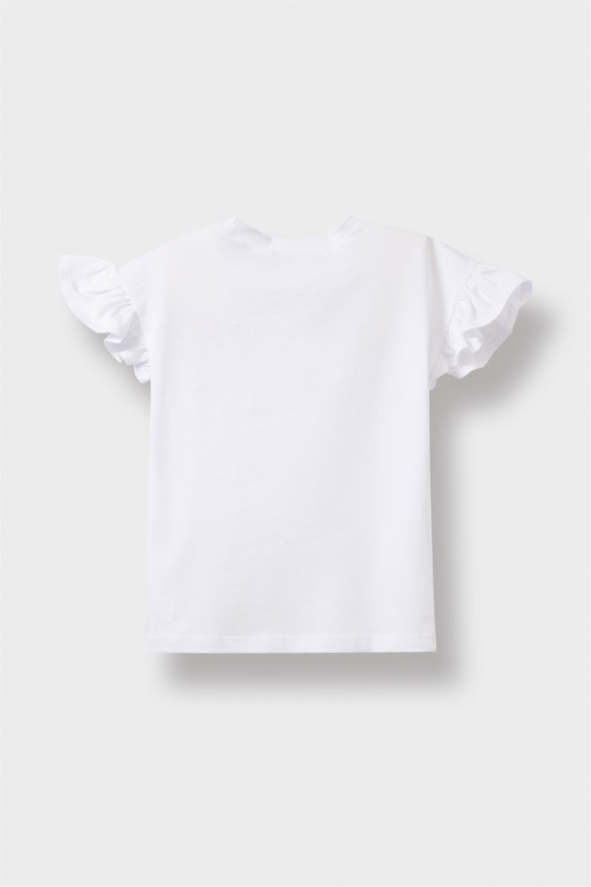 طفلة صغيرة أبيض تيشيرت بيبي بناتي نص ردن بطبعة ممتعة قصة عادية