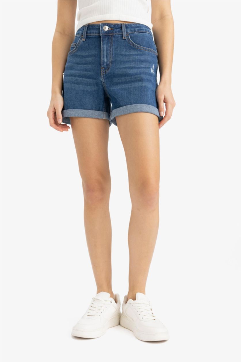 Kadın Koyu Mavi Jean Şort