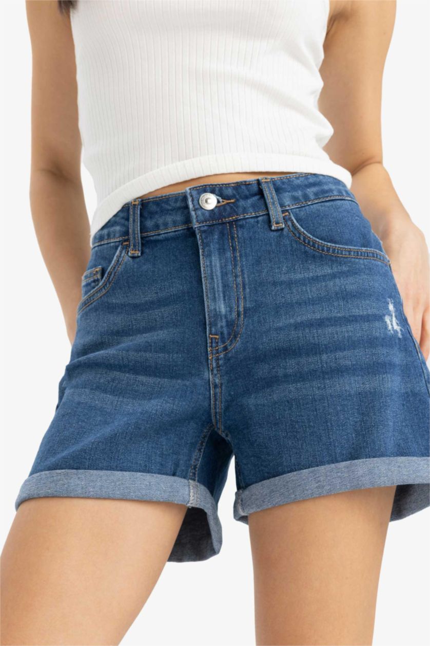 Kadın Koyu Mavi Jean Şort