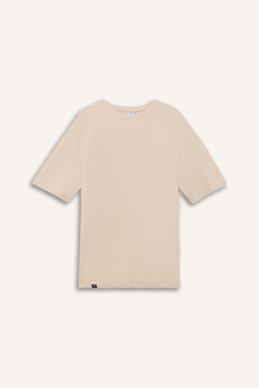 Мужчины Светло-розовый Футболка с круглым вырезом, свободного кроя, с короткими рукавами