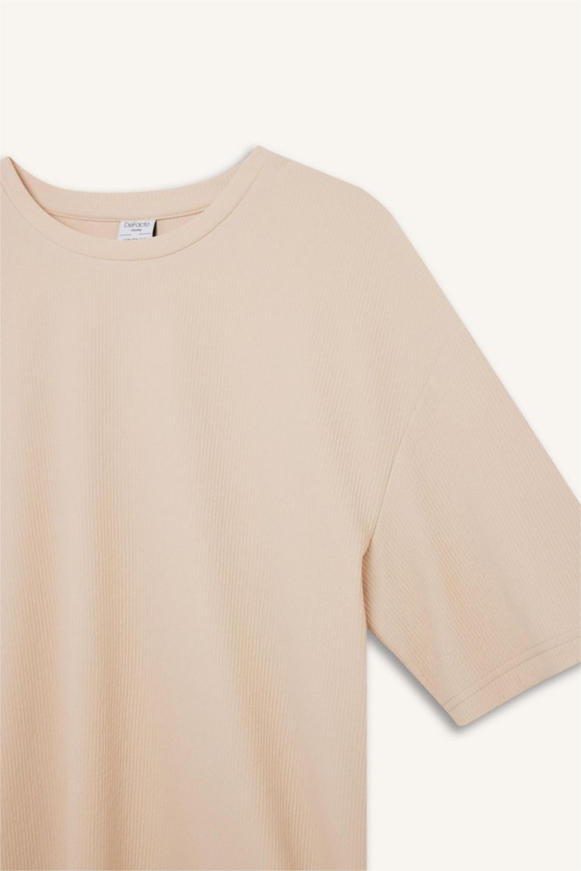 Мужчины Светло-розовый Футболка с круглым вырезом, свободного кроя, с короткими рукавами