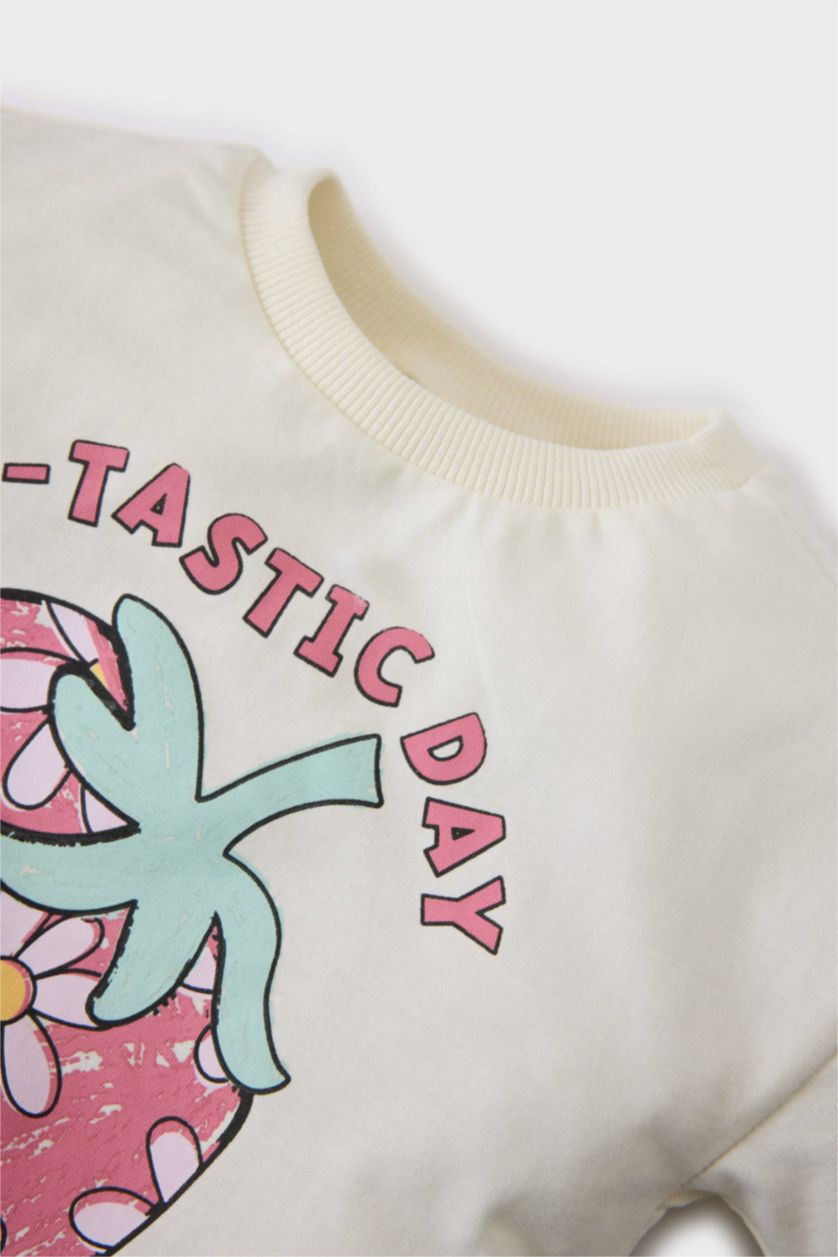 Kız Bebek Mint 2'li Takım Baskılı Kısa Kollu Tişört Beli Lastikli Şort Kız Bebek