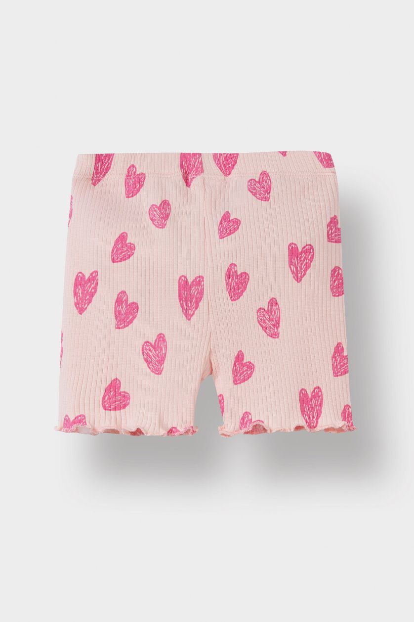 BABY GIRL Pink Girl Patterned Ribbed Camisole T-Shirt Shorts 2 Piece Set