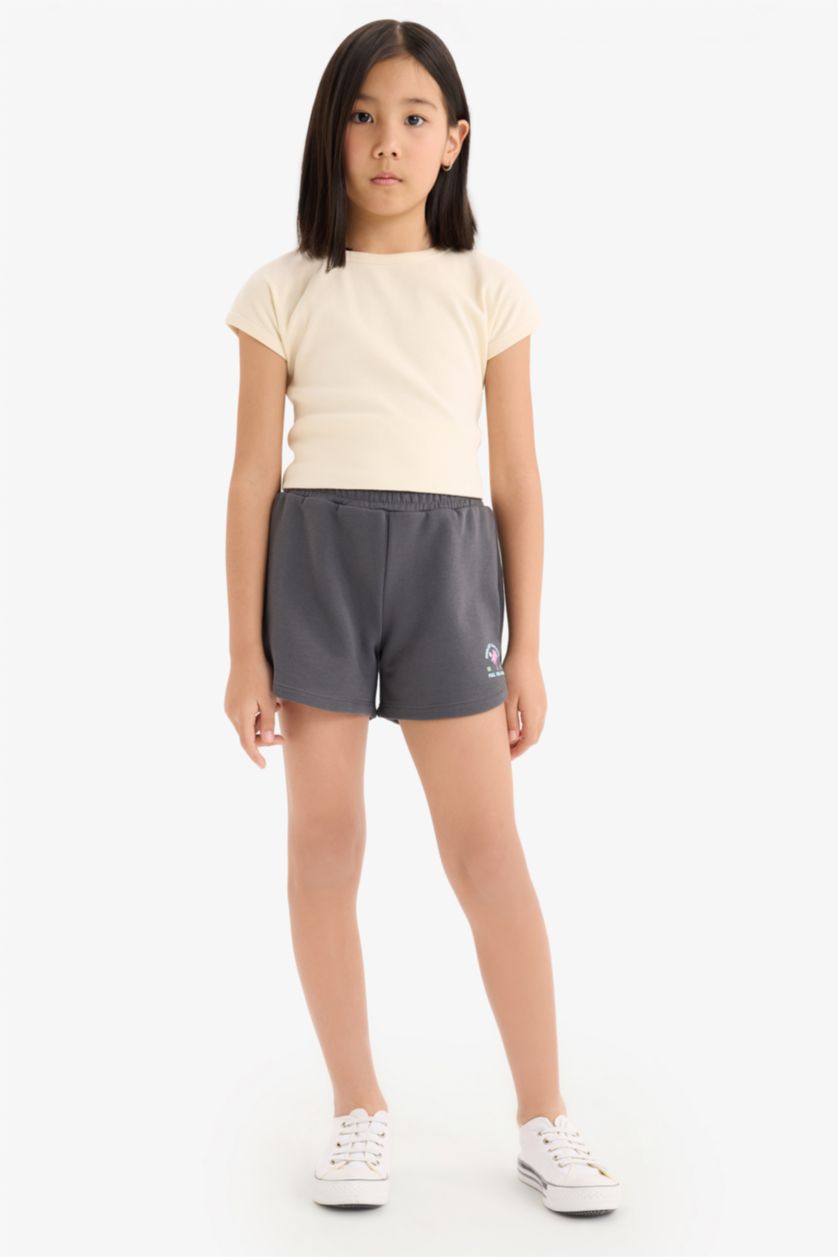 GIRLS & TEENS Anthracite Girl Elastic Waist Printed Shorts
