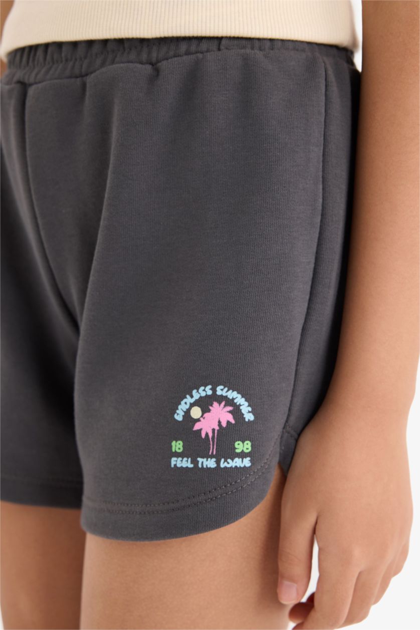 بناتي أنثرا شورت بناتي قماش خفيف بخصر مطاطي