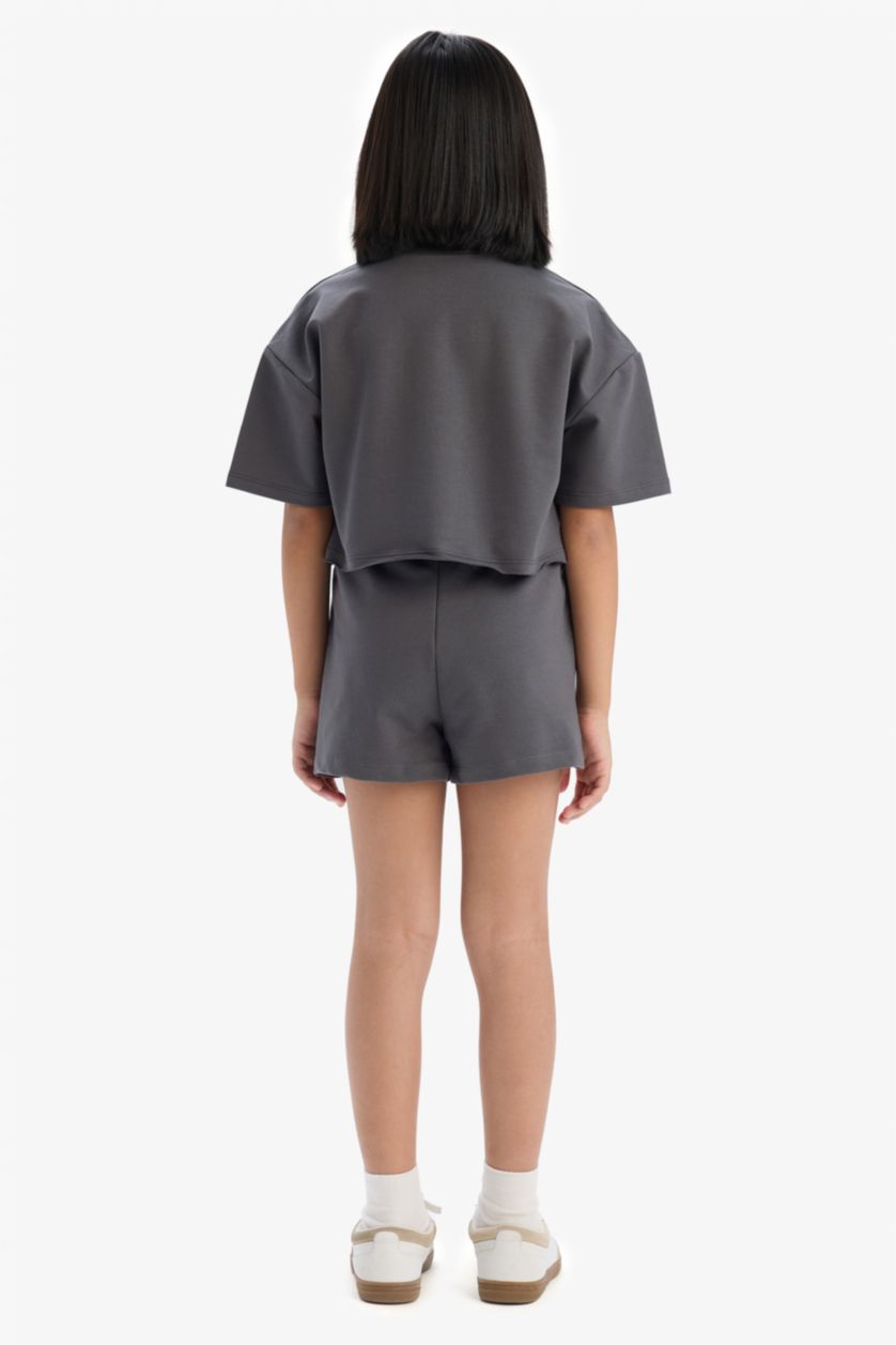 FILLES Anthracite Ensemble de t-shirt avec imprimé et short pour fille
