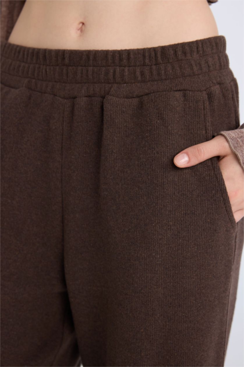 FEMME Marron Pantalon à Jambes larges avec poches