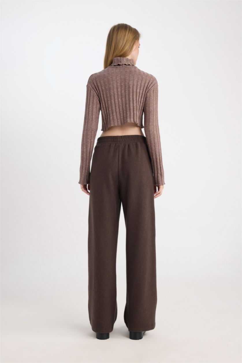 FEMME Marron Pantalon à Jambes larges avec poches