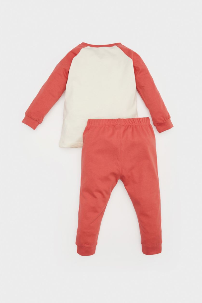 Erkek Bebek Kiremit Pijama Takımı Araç Baskılı Uzun Kollu Penye Üst Beli Lastikli Uzun Alt Erkek Bebek