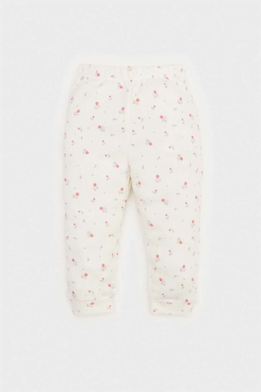 طفلة صغيرة اوف وايت طقم بيجاما بيبي بناتي أبيض فلورال وافل قصة عادية - قطعتين