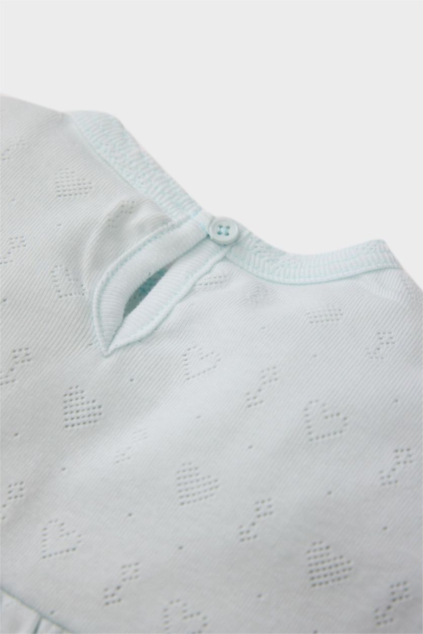 Baby Girl Light Blue Baby Girl Ribbed Top Bottom 2 Piece Pajama Set