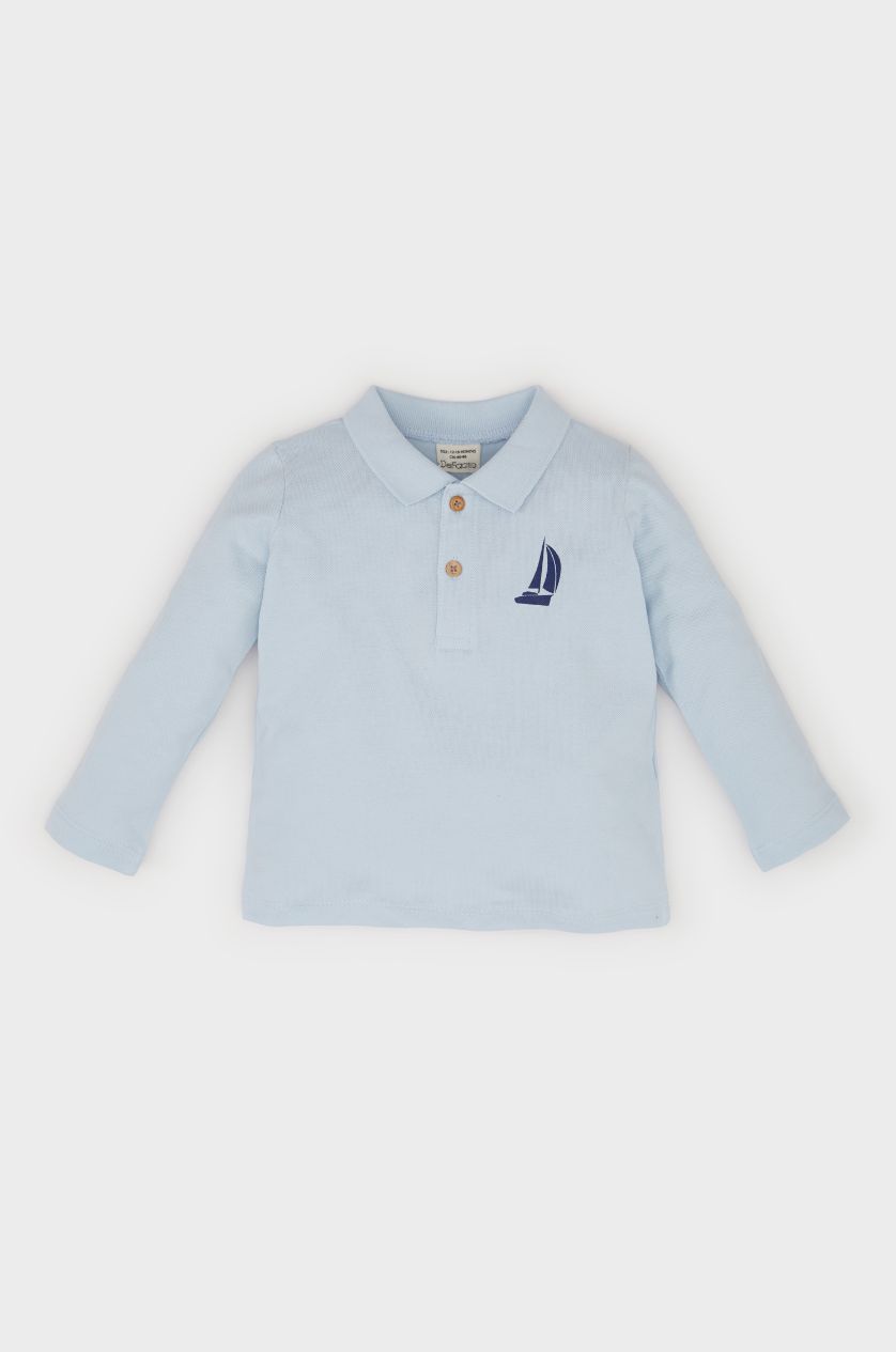 BÉBÉ GARÇON BLEU Clair T-shirt polo à manches longues imprimé pour bébé garçon