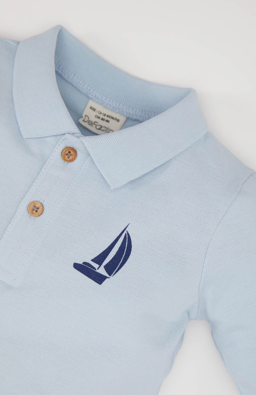 BÉBÉ GARÇON BLEU Clair T-shirt polo à manches longues imprimé pour bébé garçon