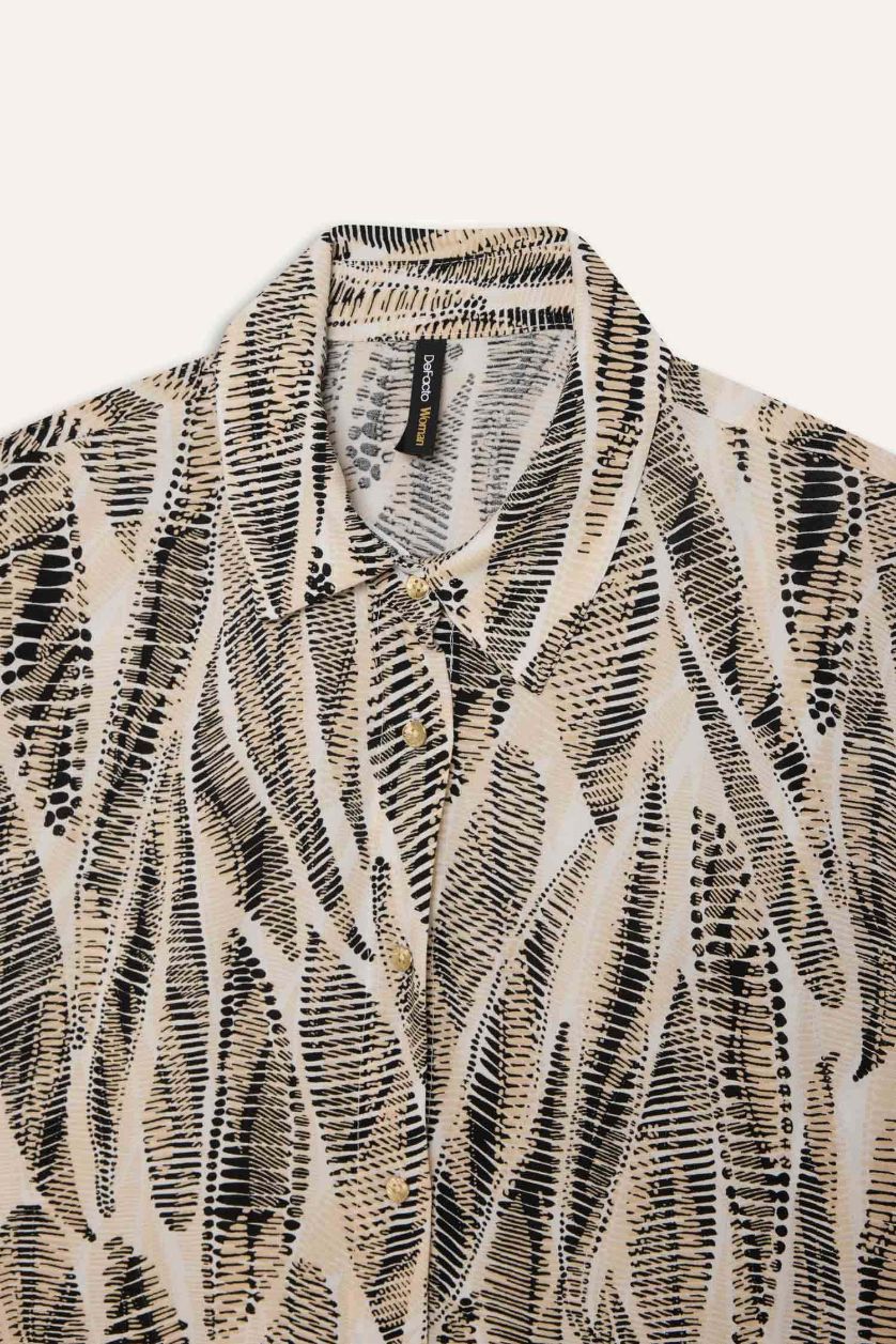 Woman Black Regular Fit Shirt Collar Long Sleeve Tunic