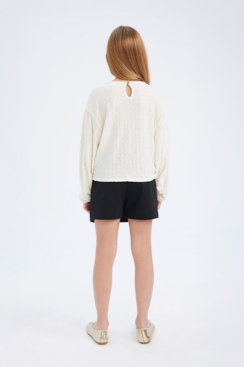 بنات أسود سيت بناتي تنورة شورت وبلوزة - قطعتين