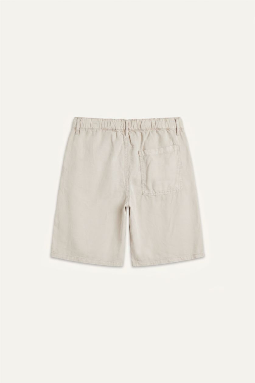 Erkek Bej Relaxed Fit Bermuda Şort
