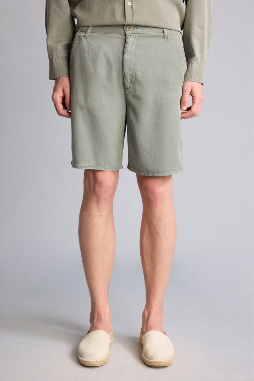 MAN Light Khaki Relax Fit Knee Length Bermuda Shorts