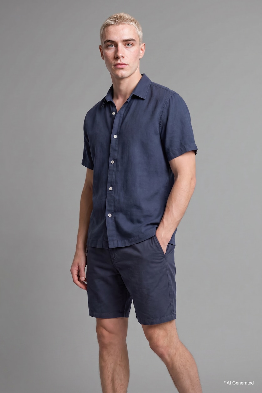 MAN NAVY Relax Fit Flowy Fabric Shorts