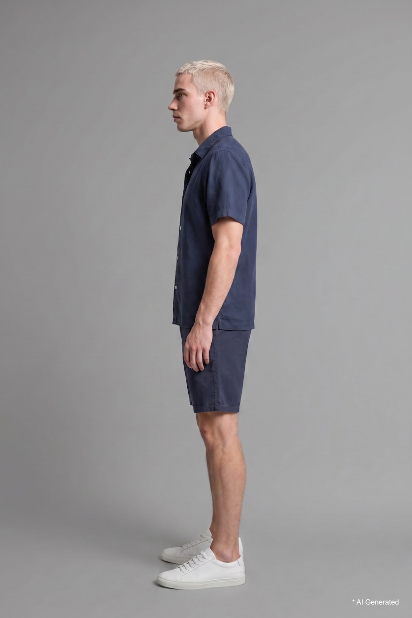 MAN NAVY Relax Fit Flowy Fabric Shorts