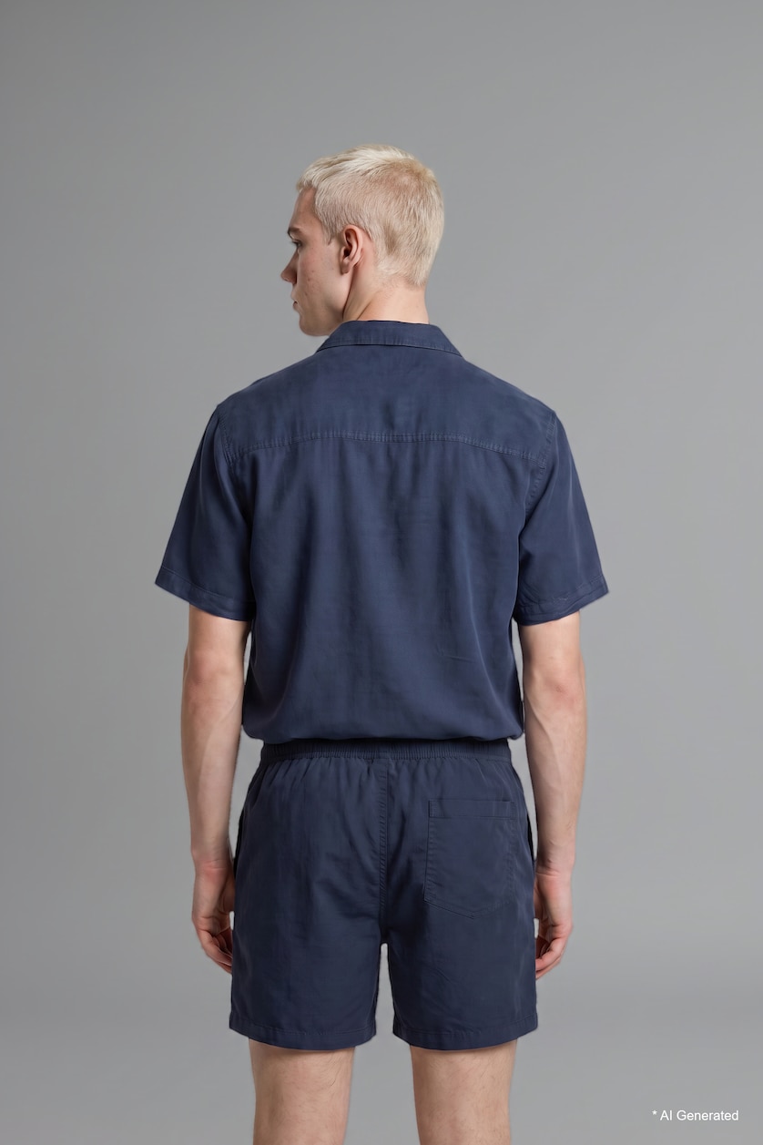 MAN NAVY Relax Fit Flowy Fabric Shorts