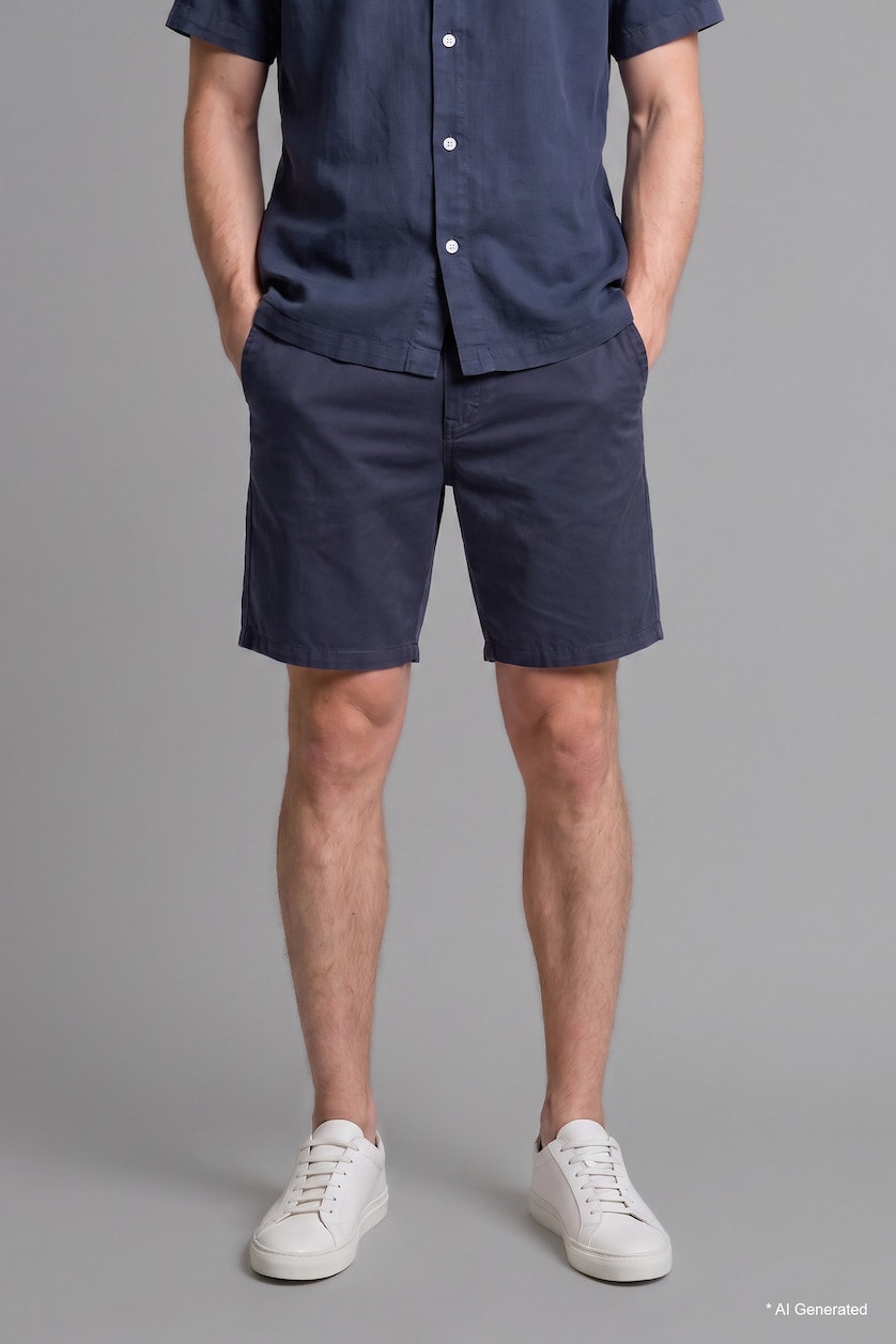 MAN NAVY Relax Fit Flowy Fabric Shorts