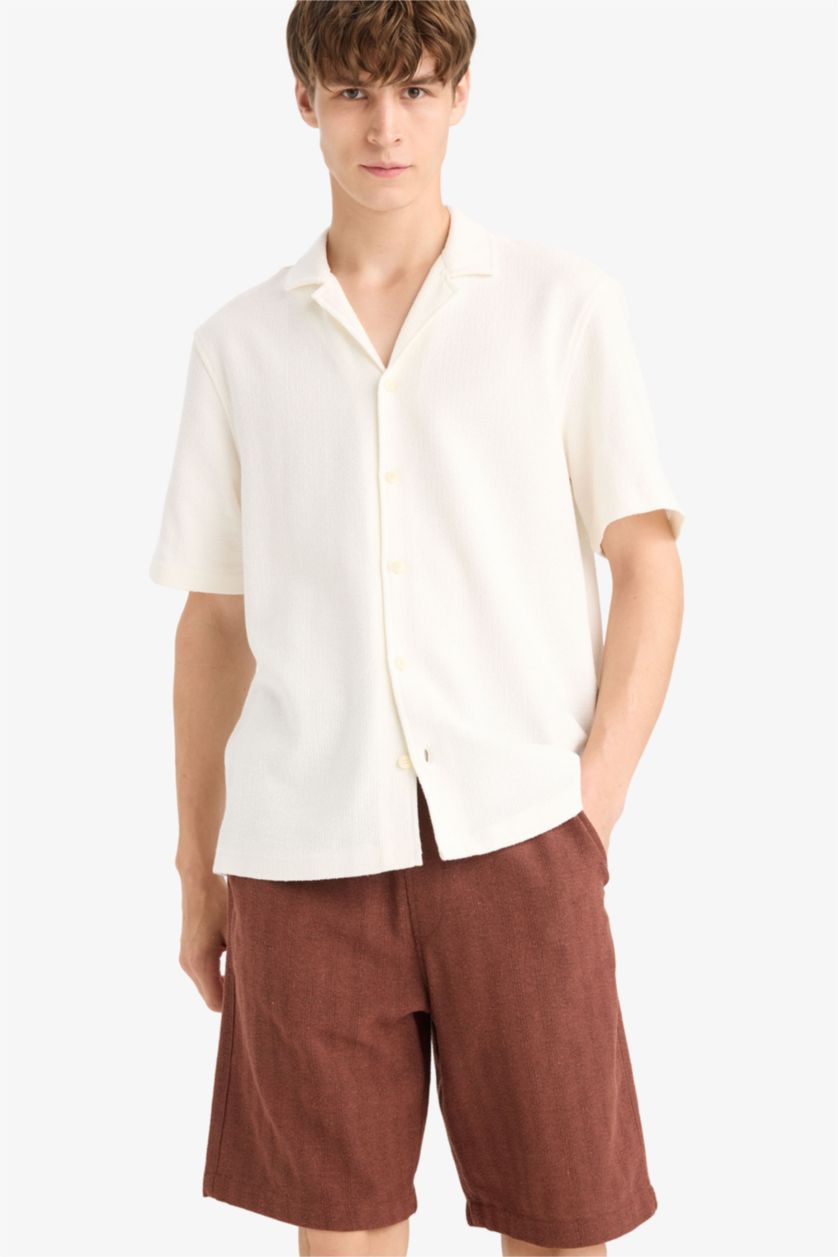 Man Brown Regular Fit Jacquard Bermuda Shorts