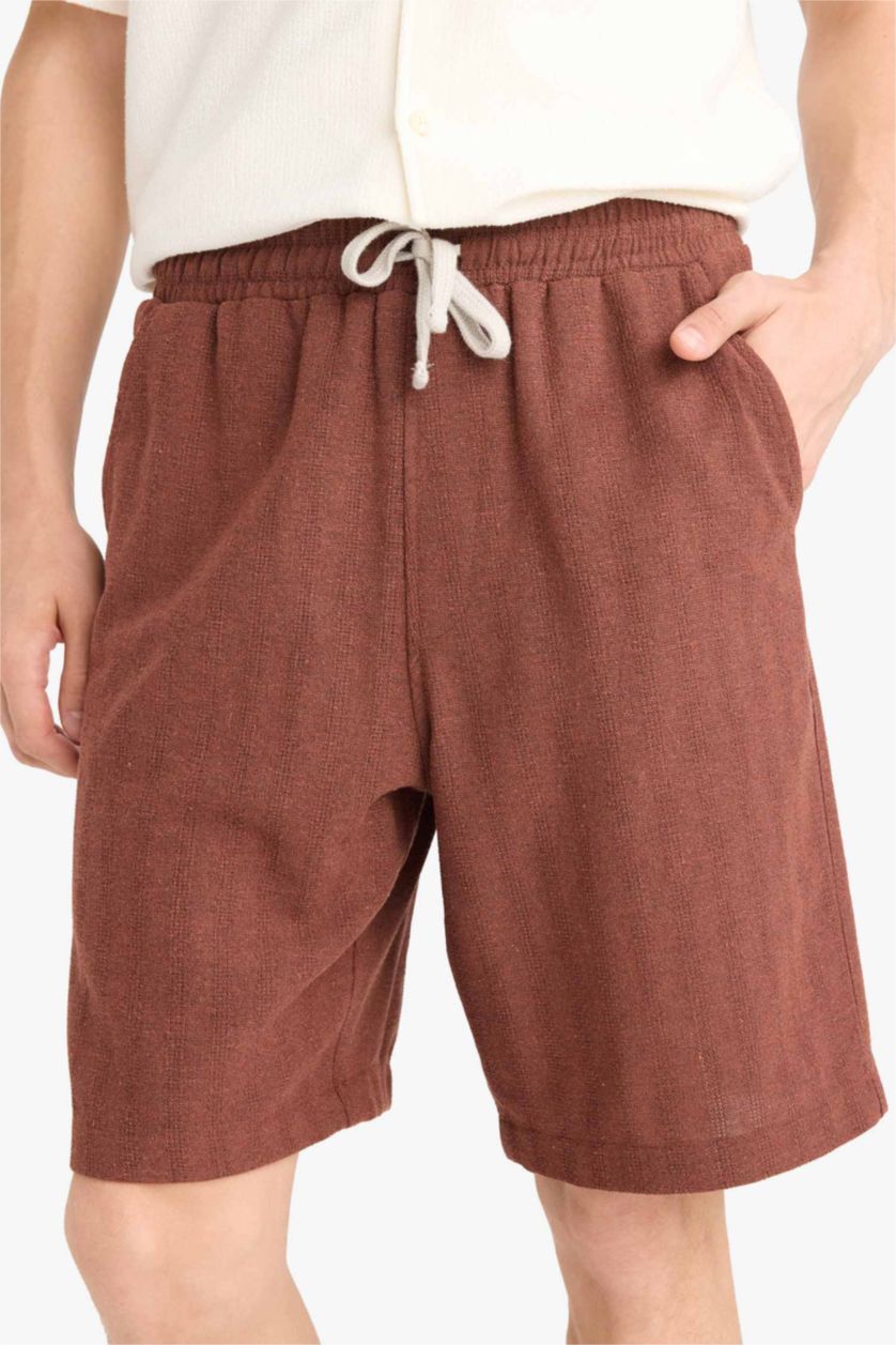 Man Brown Regular Fit Jacquard Bermuda Shorts