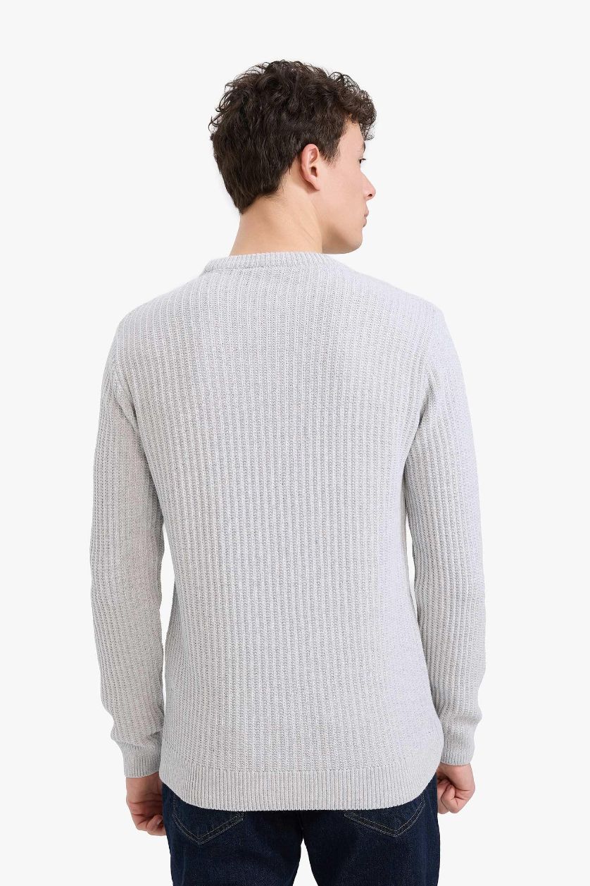 Man Grey Melange Standard Fit Crew Neck Knitwear Pullover