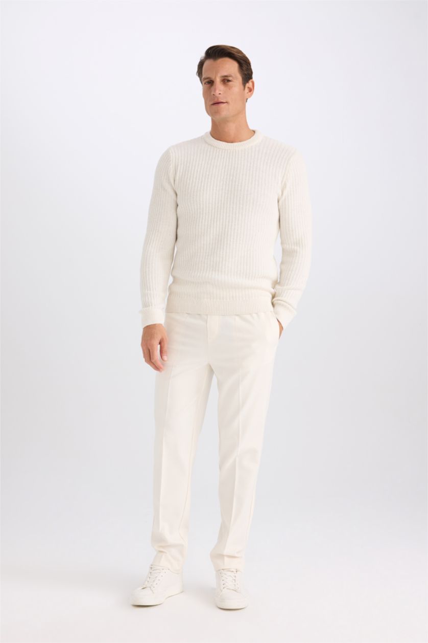 Men Ecru Standard Fit Knitwear Pullover