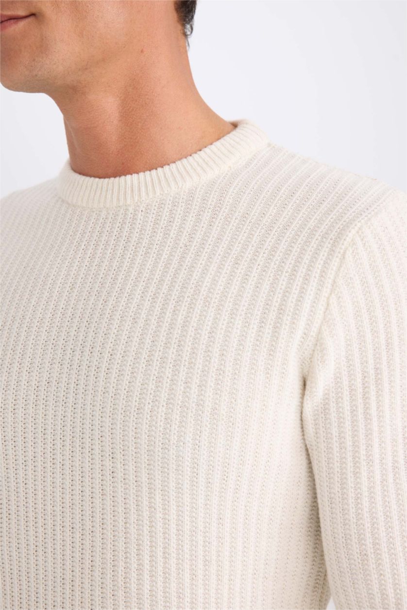 Men Ecru Standard Fit Knitwear Pullover