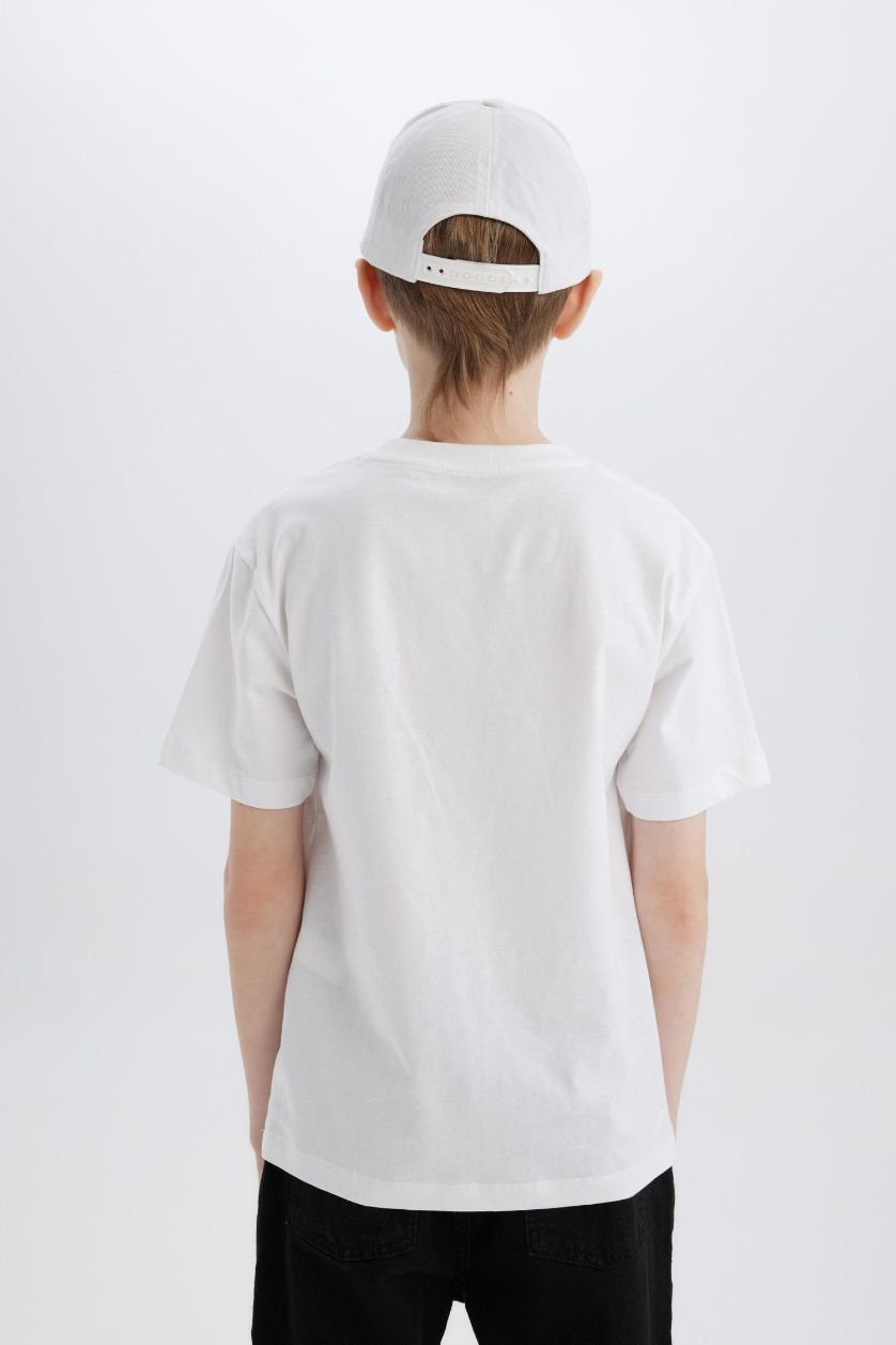 Erkek Çocuk - Genç Erkek Beyaz Bisiklet Yaka Atatürk Baskılı Kısa Kollu Tişört Erkek Çocuk