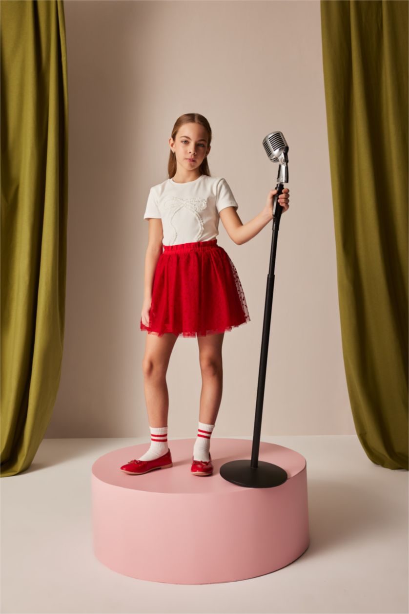 FILLES Blanc T-shirt slim imprimé à col rond pour fille