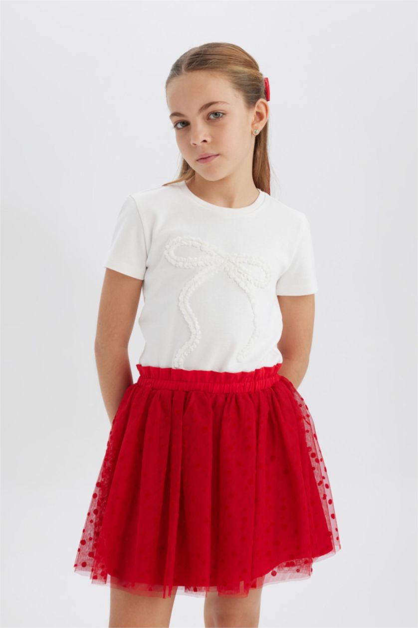 FILLES Blanc T-shirt slim imprimé à col rond pour fille