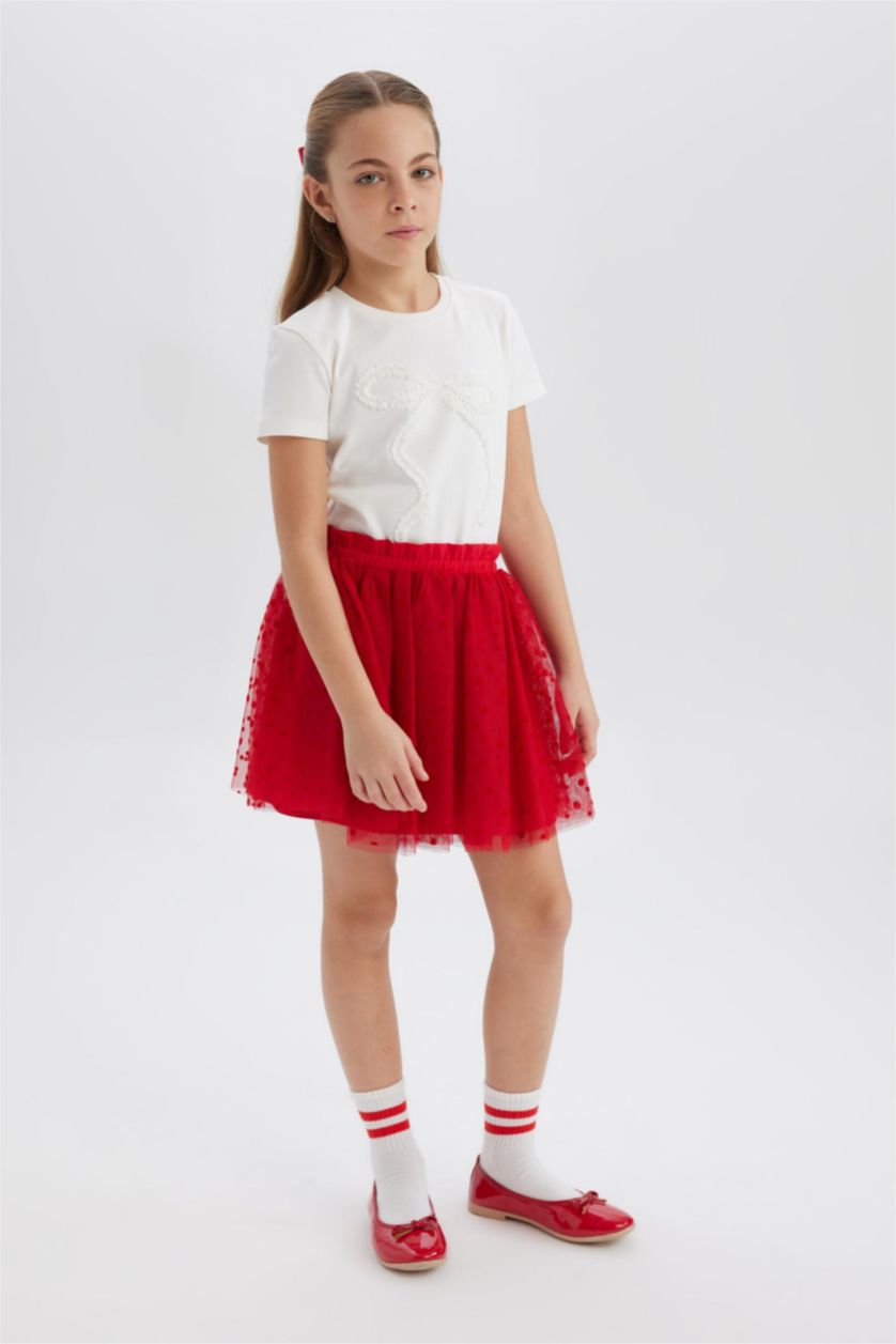 FILLES Blanc T-shirt slim imprimé à col rond pour fille