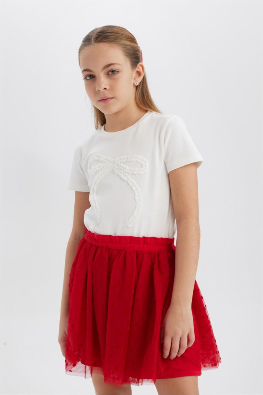 FILLES Blanc T-shirt slim imprimé à col rond pour fille