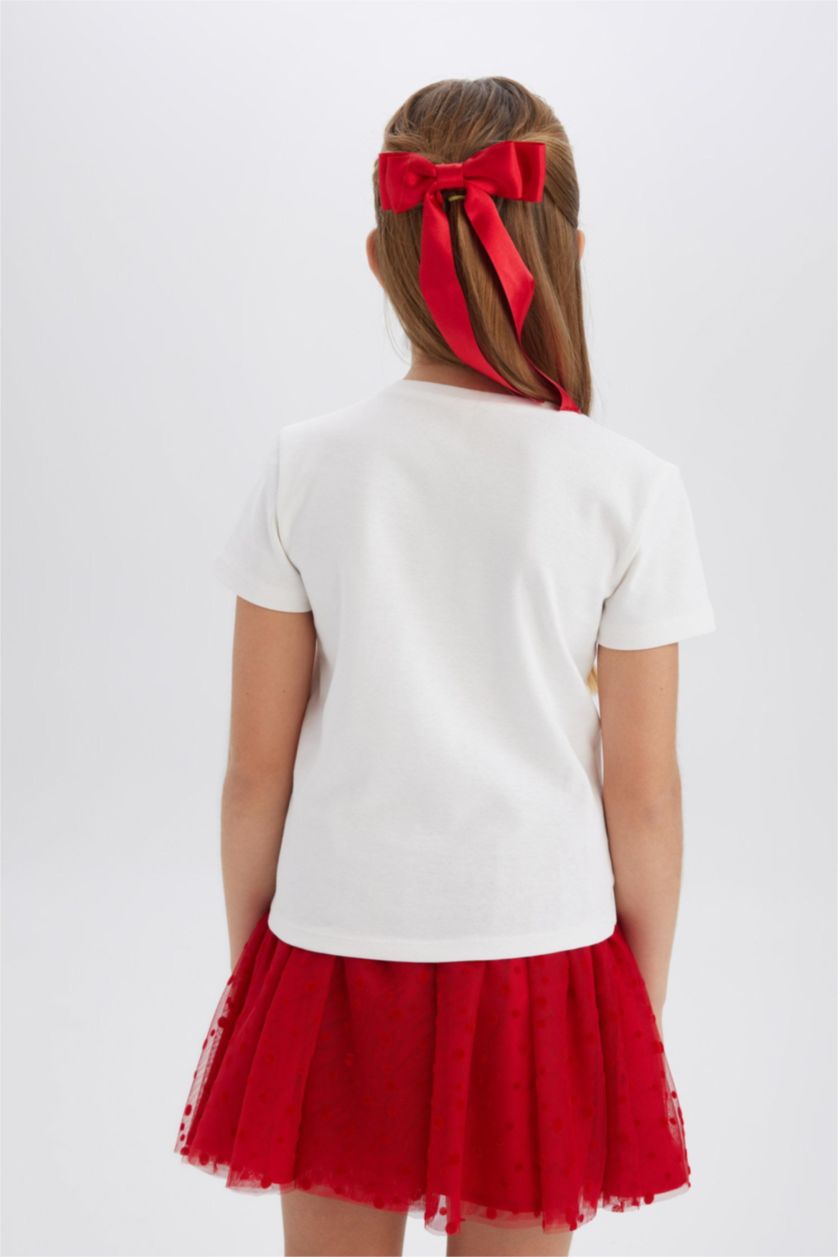 FILLES Blanc T-shirt slim imprimé à col rond pour fille