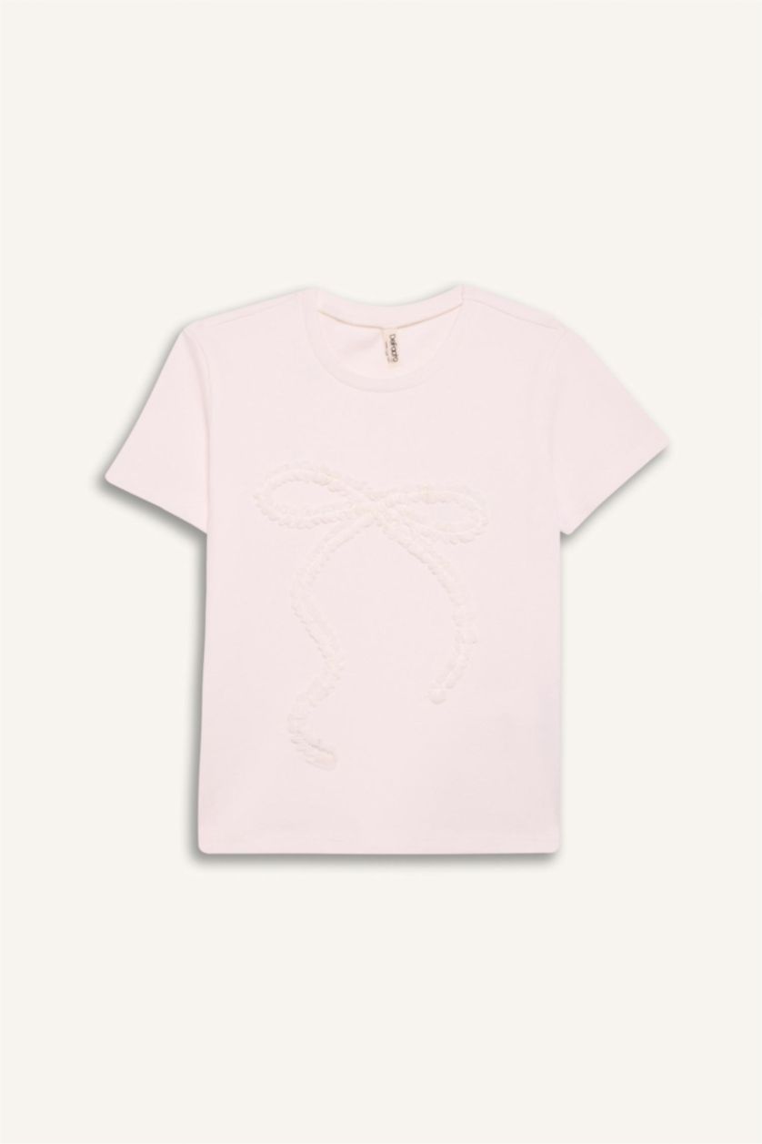 FILLES Blanc T-shirt slim imprimé à col rond pour fille