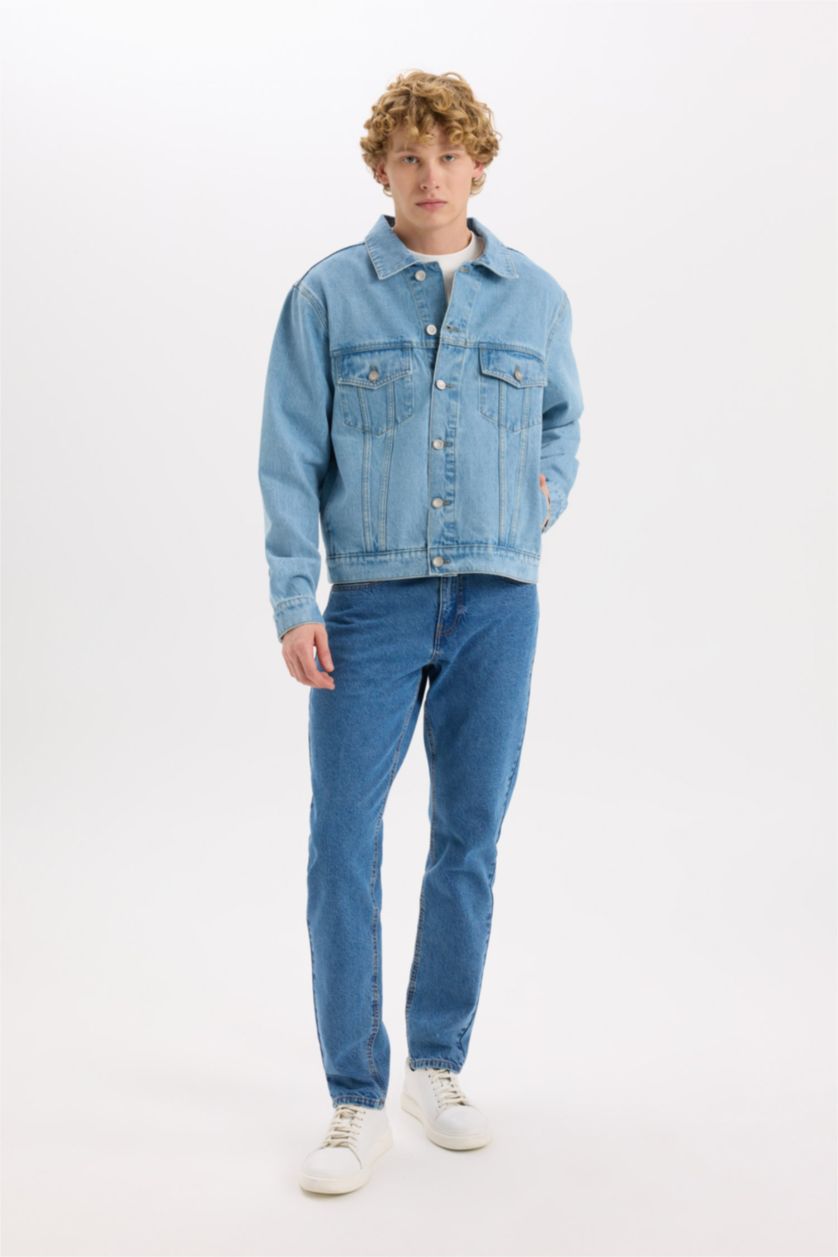 HOMME BLEU Clair Veste en jean Coupe régulière