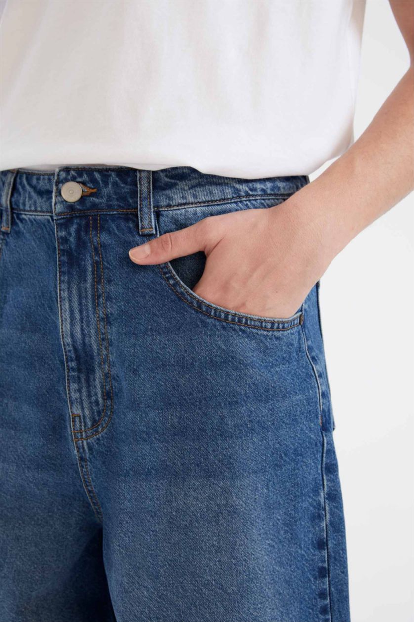 رجالي أزرق بنطلون جينز باجي فيت برجل واسع وايد ليج