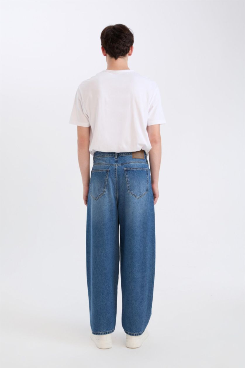 رجالي أزرق بنطلون جينز باجي فيت برجل واسع وايد ليج