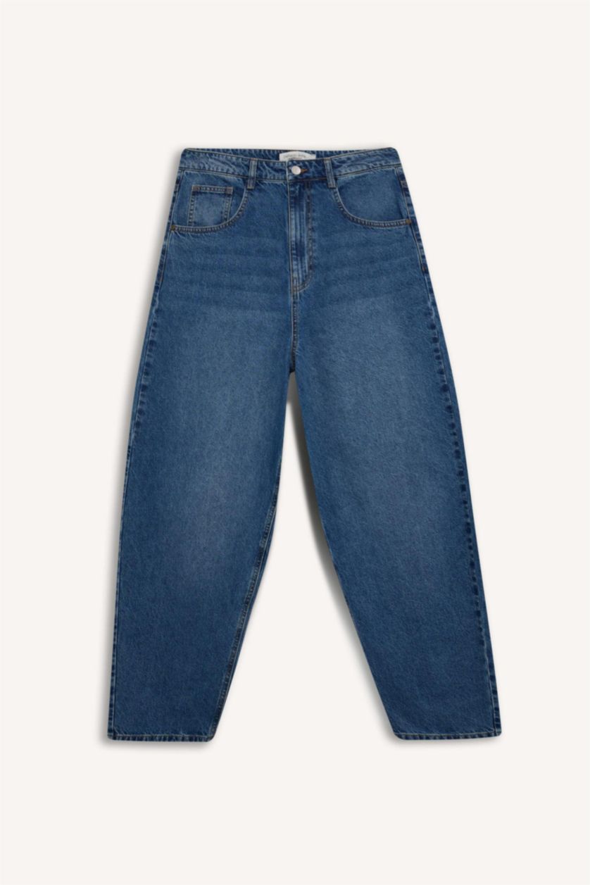 رجالي أزرق بنطلون جينز باجي فيت برجل واسع وايد ليج