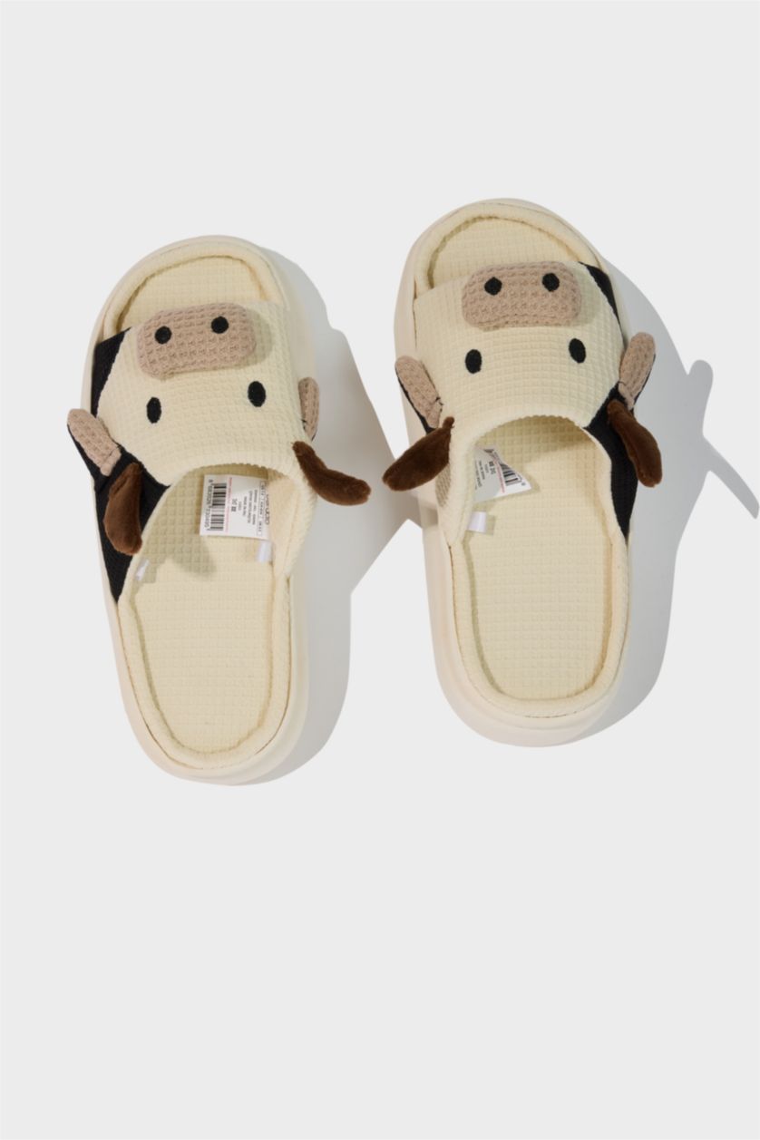 Kadın Karma Kadın Hayvan Figürlü Düz Taban Ev Terliği